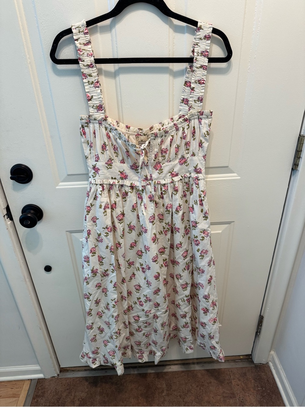 MILLE Women’s 'White Floral Sundress with Pink Rose Print NEW WITHOUT TAG